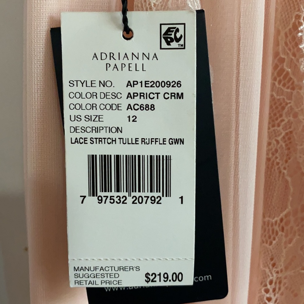 Formal Dress by Adrianna Papell Lace Tulle Ruffle Gown (Final Price) NWT - Picture 3 of 16